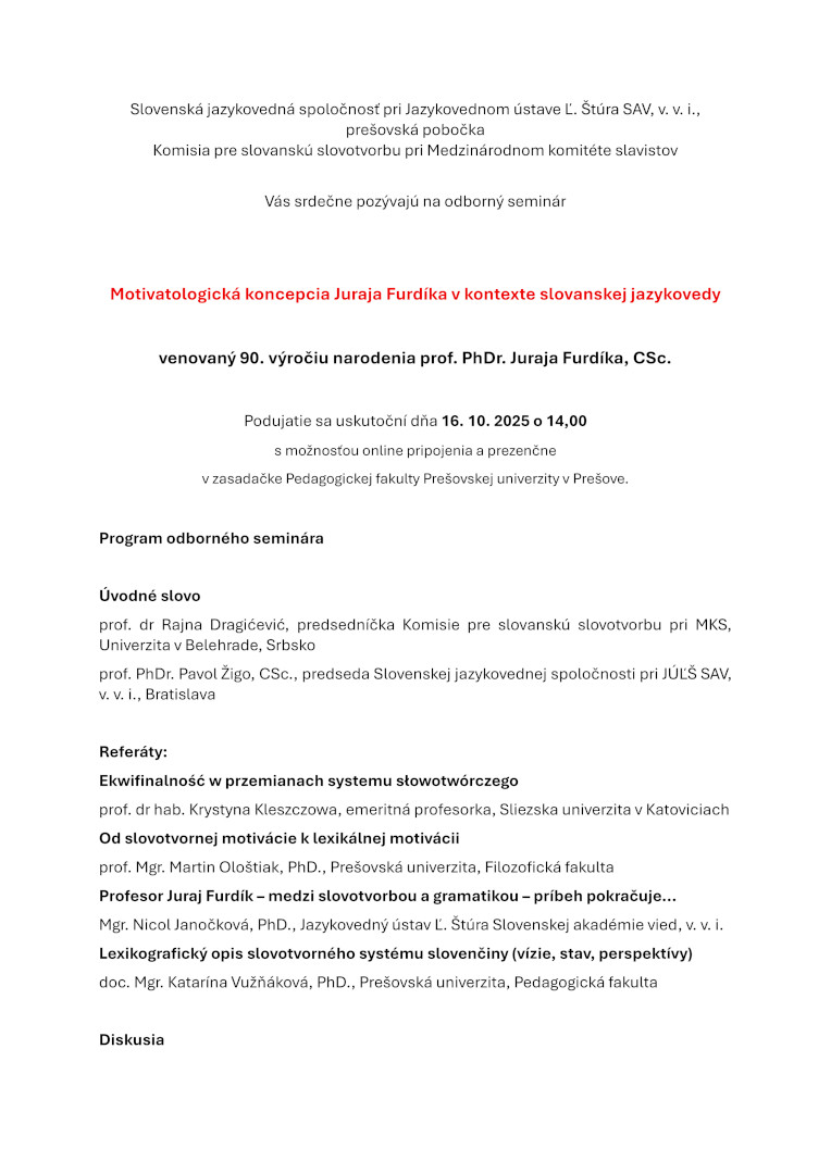 Pozivnica za seminar o Juraju Fudriku